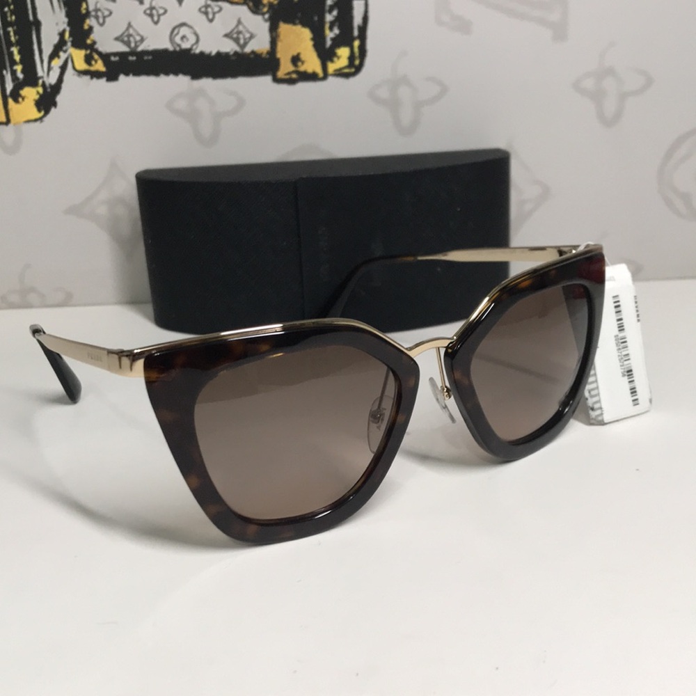 New Authentic Prada PR53S 2AU-3D0 – Havana Brown Gradient Cat-Eye Sunglasses - Picture 3 of 14